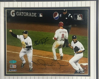 Yankees 2009 WS Last Out Mariano Rivera & teixeira Signed Photo Framed Steiner
