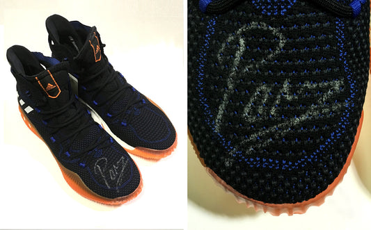 Kristaps Porzingis signed Game Issued Adidas Rookie sneaker Pair auto Steiner