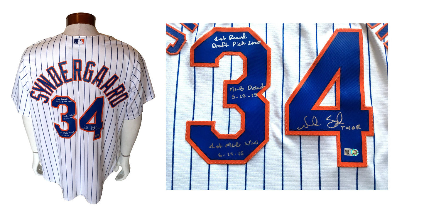 Noah Syndergaard Mets signed 4 stat jersey THOR Debut autograph MLB Holo COA