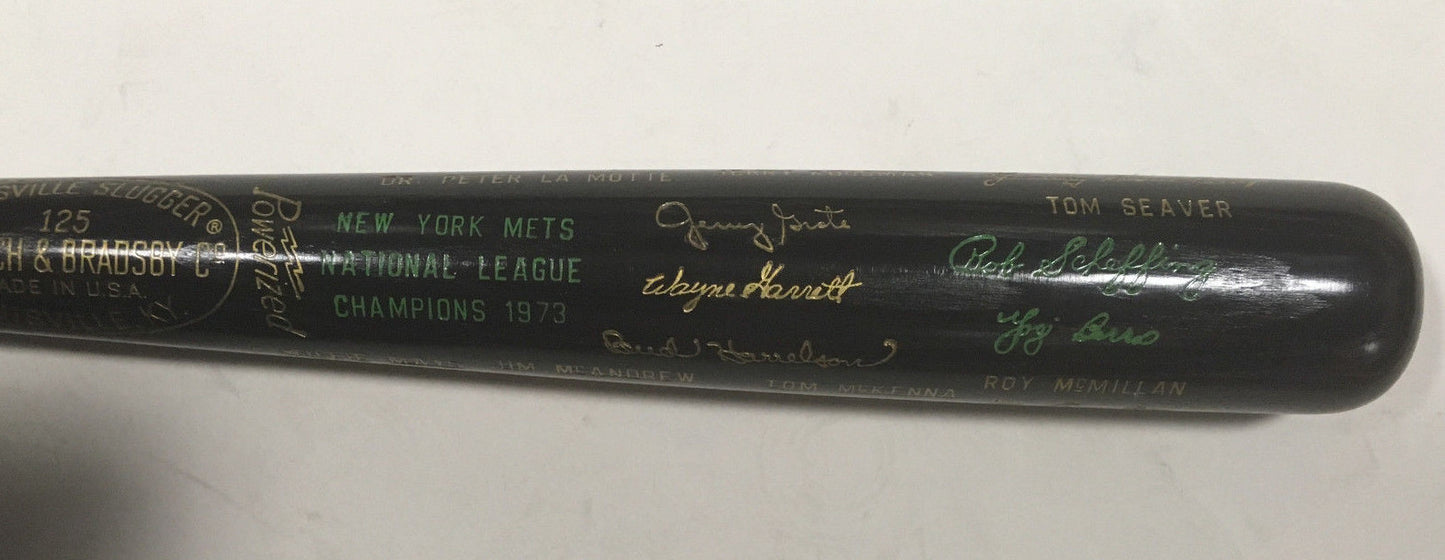 1973 NY Mets NL Champs team engraved auto Louisville bat Willie Mays Tom Seaver