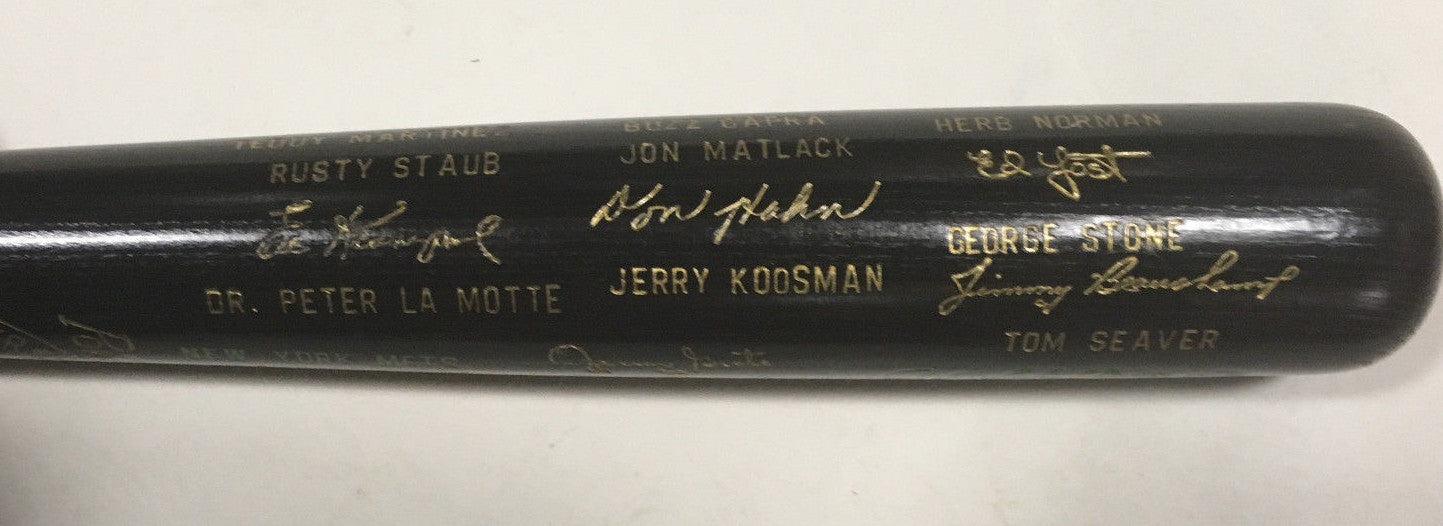 1973 NY Mets NL Champs team engraved auto Louisville bat Willie Mays Tom Seaver