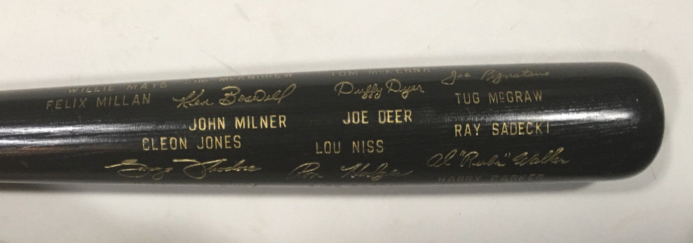 1973 NY Mets NL Champs team engraved auto Louisville bat Willie Mays Tom Seaver