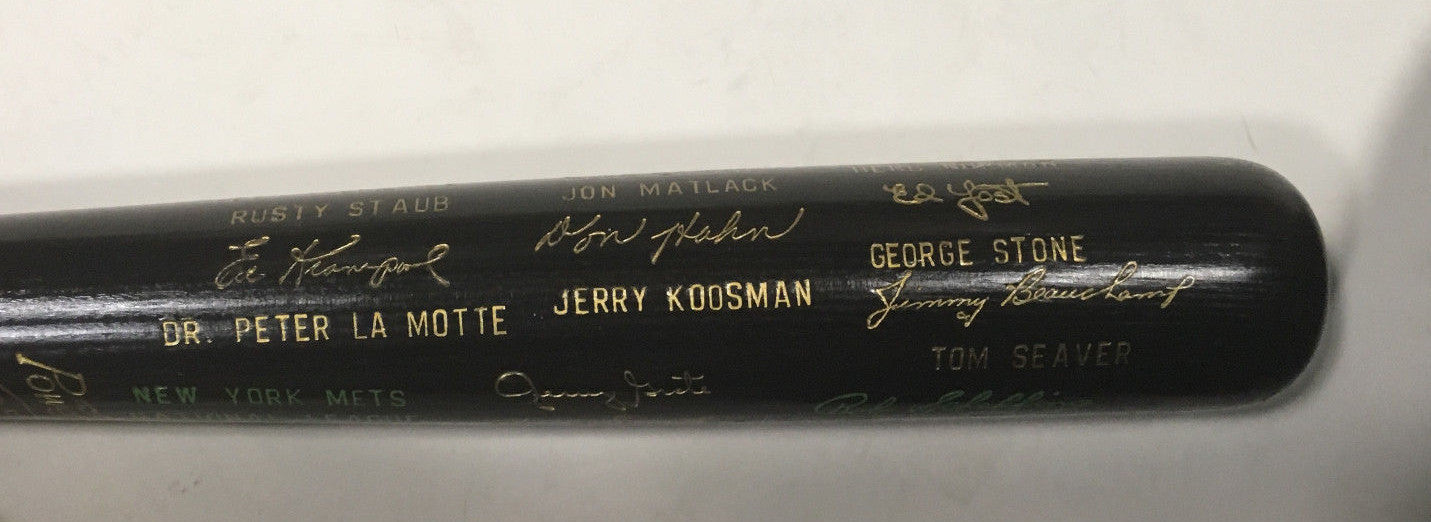 1973 NY Mets NL Champs team engraved auto Louisville bat Willie Mays Tom Seaver