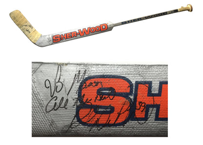 Rick DiPietro Islanders signed game used Sher-Wood hockey Goalie stick Auto COA