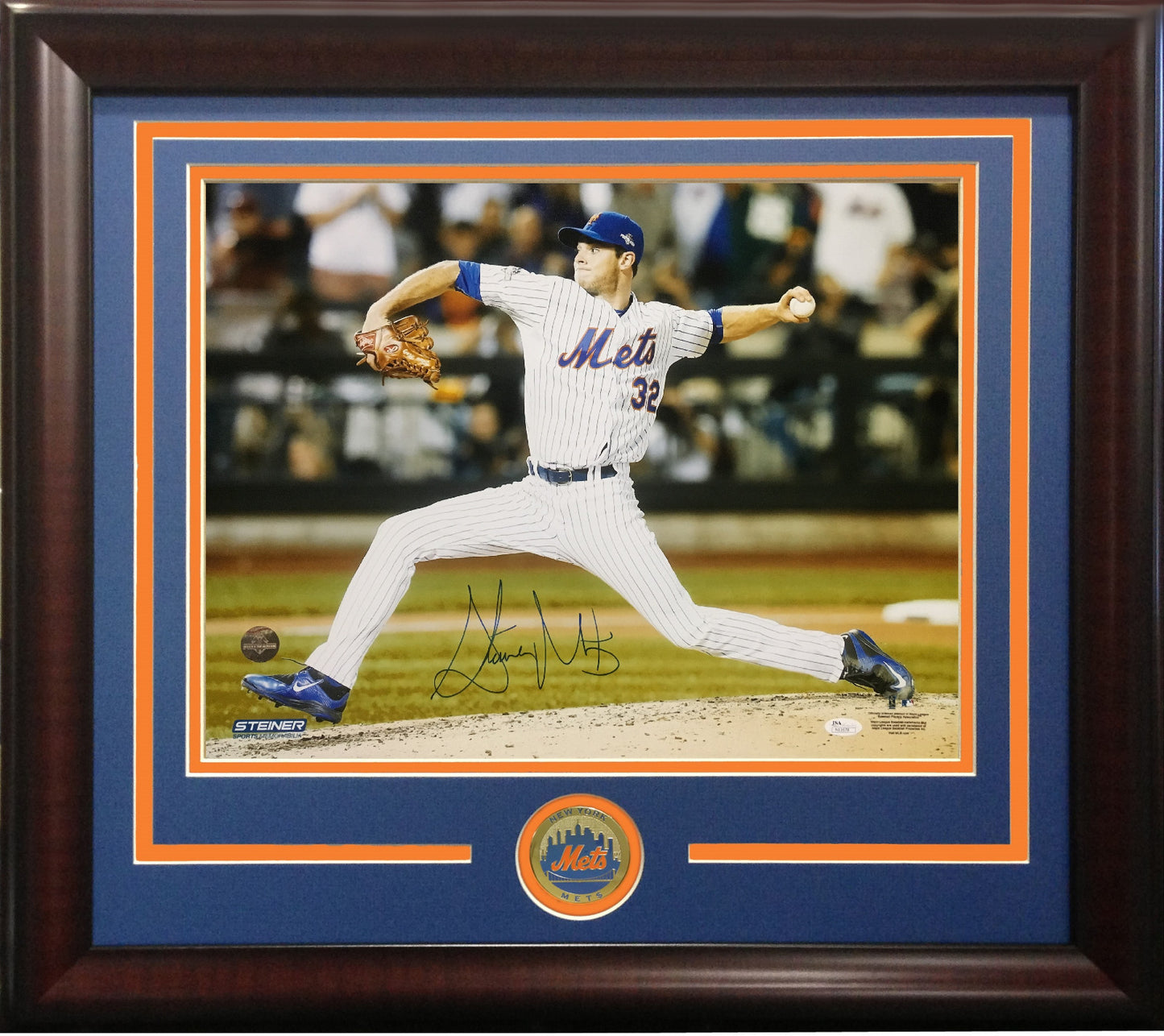 Steven Matz signed 16x20 postseason photo framed Mets coin rookie auto JSA COA