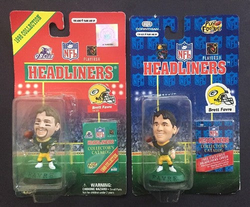 1996 & 1998 NFL Headliners BRETT FAVRE Green Bay Packers 2  Action Figure Lot