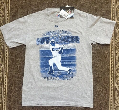 Derek Jeter NY Yankees All Time Hits Leader T-Shirt Majestic New W/ Tag Men S