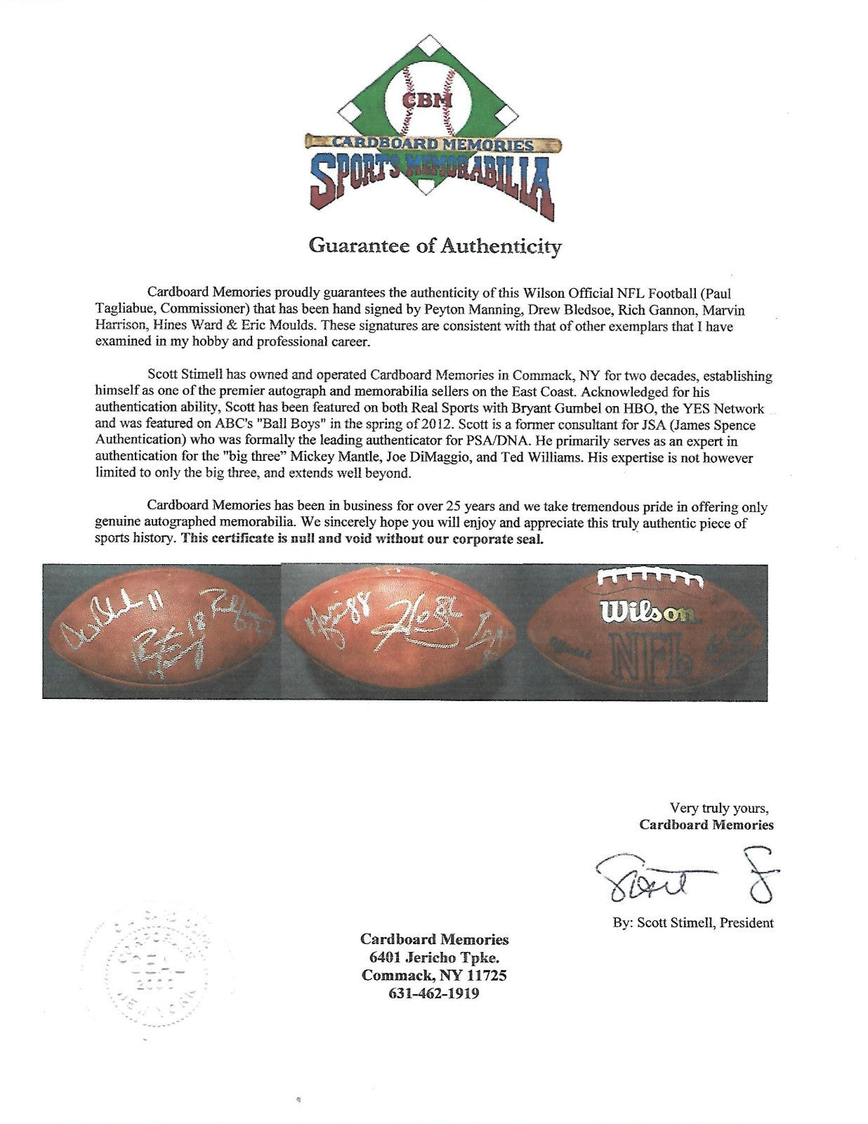 2003 AFC Pro Bowl signed 6 auto NFL Football Peyton Manning Marvin Harrison COA