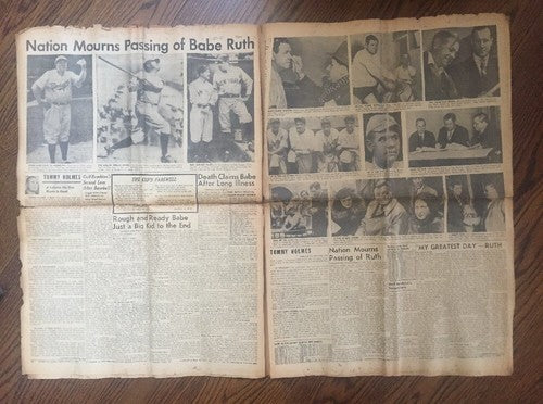 Babe Ruth Dies Death Brooklyn Eagle newspaper August 17 1948 ORIGINAL 8 Pages