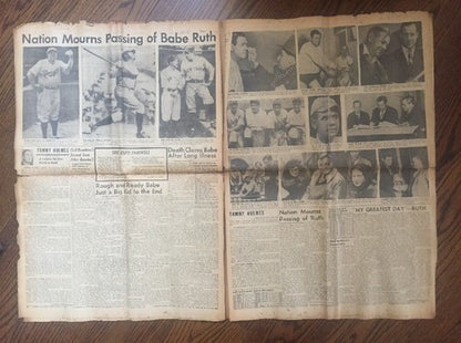 Babe Ruth Dies Death Brooklyn Eagle newspaper August 17 1948 ORIGINAL 8 Pages