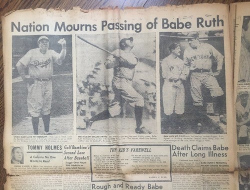 Babe Ruth Dies Death Brooklyn Eagle newspaper August 17 1948 ORIGINAL 8 Pages