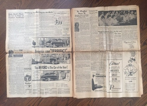 Babe Ruth Dies New York Journal American newspaper August 17 1948 Rare ORIGINAL