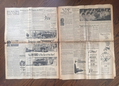 Babe Ruth Dies New York Journal American newspaper August 17 1948 Rare ORIGINAL
