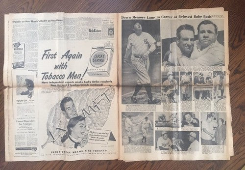 Babe Ruth Dies New York Journal American newspaper August 17 1948 Rare ORIGINAL