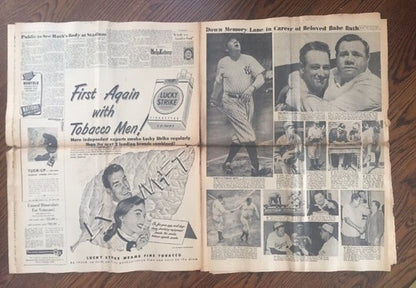 Babe Ruth Dies New York Journal American newspaper August 17 1948 Rare ORIGINAL