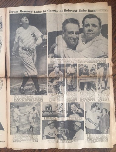 Babe Ruth Dies New York Journal American newspaper August 17 1948 Rare ORIGINAL