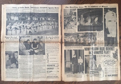 Babe Ruth Dies New York Journal American newspaper August 17 1948 Rare ORIGINAL