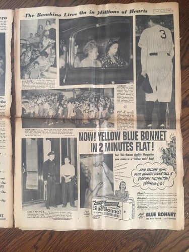 Babe Ruth Dies New York Journal American newspaper August 17 1948 Rare ORIGINAL
