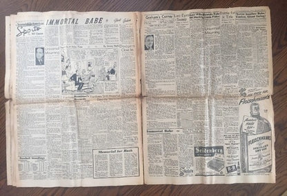 Babe Ruth Dies New York Journal American newspaper August 17 1948 Rare ORIGINAL