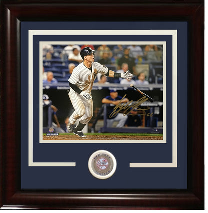 Tyler Austin signed 8x10 walk off HR photo framed yankees coin auto Steiner COA