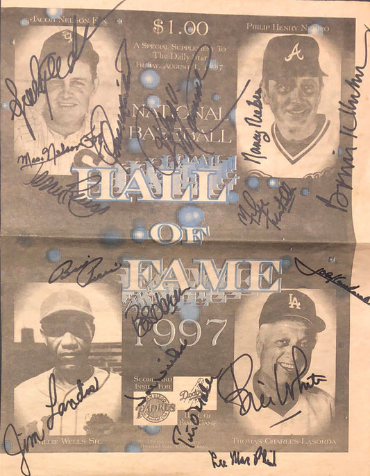 1997 Baseball HoF signed Newspaper Sparky Anderson bowie kuhn 16 auto CBM COA