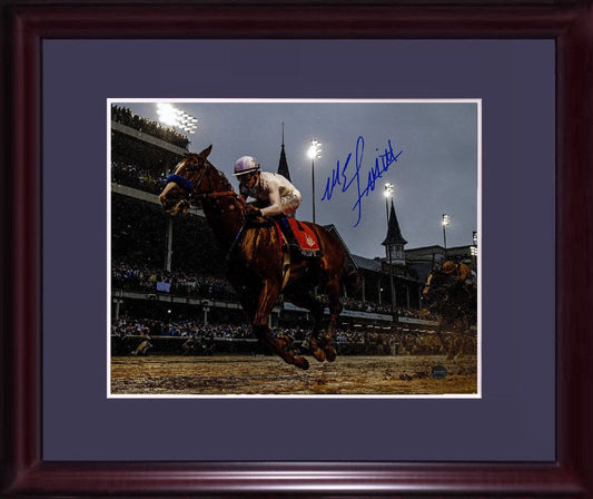 Mike Smith signed 8x10 Justify kentucky derby photo framed auto Steiner COA