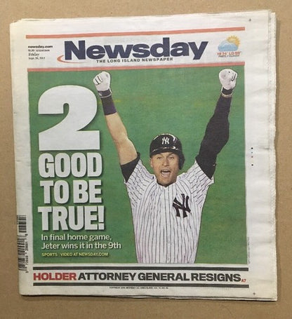 DEREK JETER LAST GAME YANKEE STADIUM Newsday Full Newspaper September 26 2014