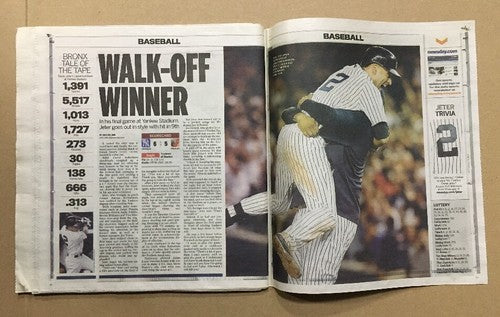 DEREK JETER LAST GAME YANKEE STADIUM Newsday Full Newspaper September 26 2014