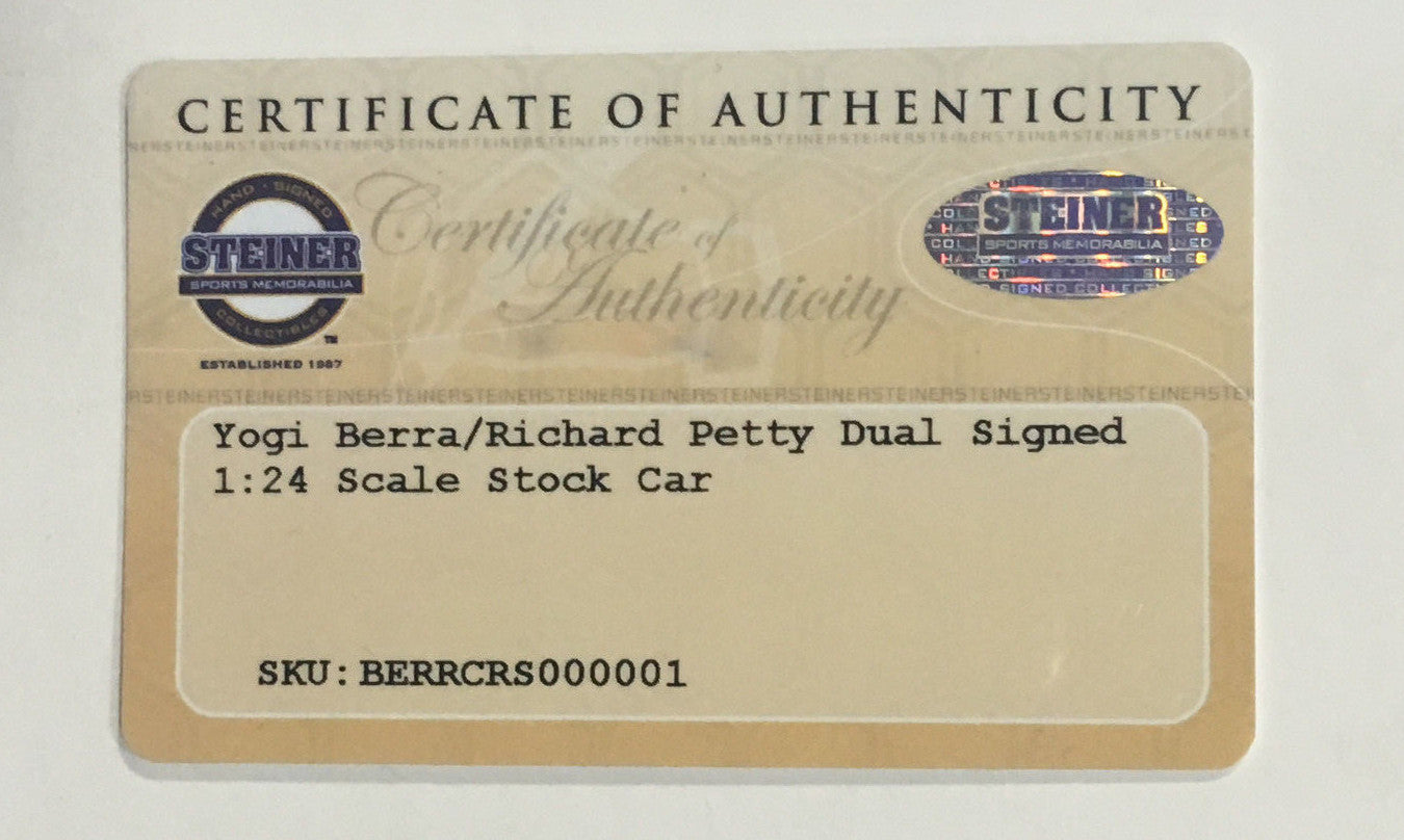 Yogi Berra & Richard Petty signed Action Toy stock car 2 auto Steiner COA LE