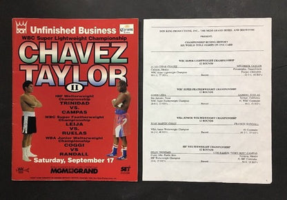 JULIO CESAR CHAVEZ vs MELDRICK TAYLOR II On site Boxing Program Insert 1994 MGM