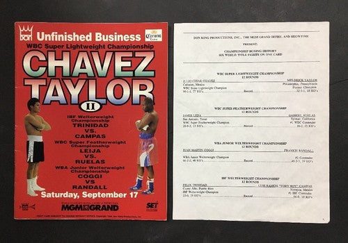 JULIO CESAR CHAVEZ vs MELDRICK TAYLOR II On site Boxing Program Insert 1994 MGM