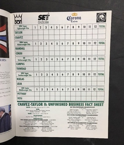 JULIO CESAR CHAVEZ vs MELDRICK TAYLOR II On site Boxing Program Insert 1994 MGM