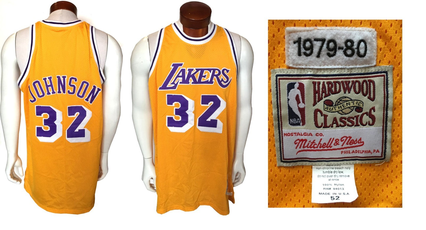 Magic Johnson 1979-80 Mitchell & Ness Authentic #32 Lakers Rookie Jersey Sz 52
