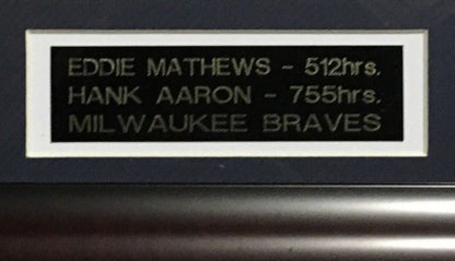 Hank Aaron Eddie Mathews signed 8x10 photo framed 2 autograph HOF 500 HR CBM COA