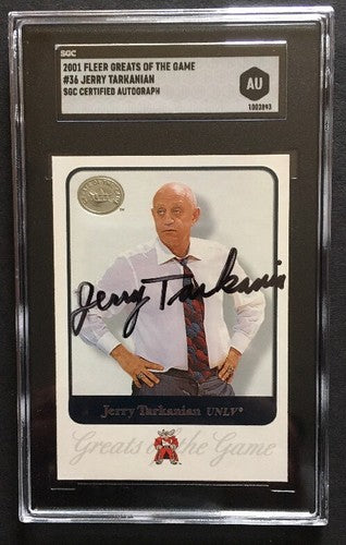 2001 Fleer Greats of the Game Signed Jerry Tarkanian Unlv Mint Auto Hof Sgc Coa