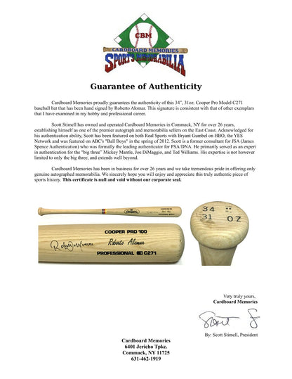Roberto Alomar signed game issued Cooper C271 baseball bat autograph HOF CBM COA