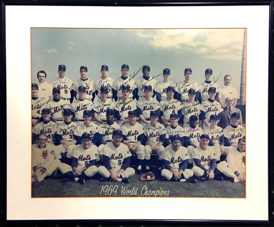 1969 NY Mets WS Champs team signed 16x20 photo 26 auto Nolan Ryan Tom Seaver COA