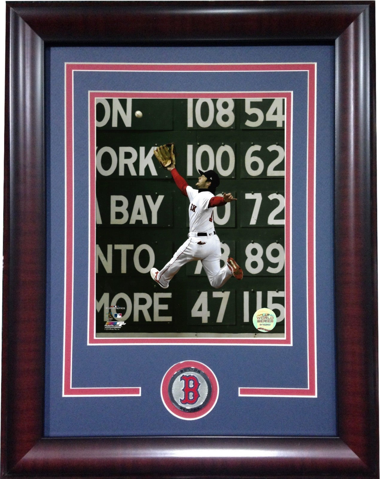 Andrew Benintendi Red Sox 2018 WS Champions game 2 8x10 catch photo framed coin