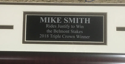 Mike Smith signed 16x20 Justify Triple Crown Belmont photo framed auto Steiner