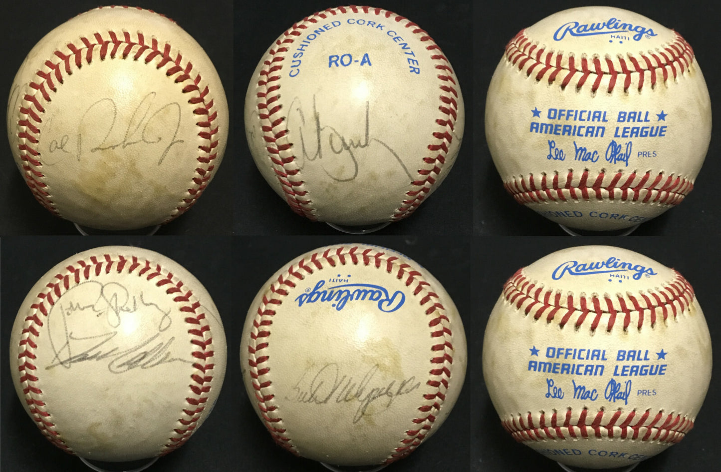 Cal Ripken Jr signed AL Lee MacPhail baseball rare rookie auto Bumbry Shelby COA
