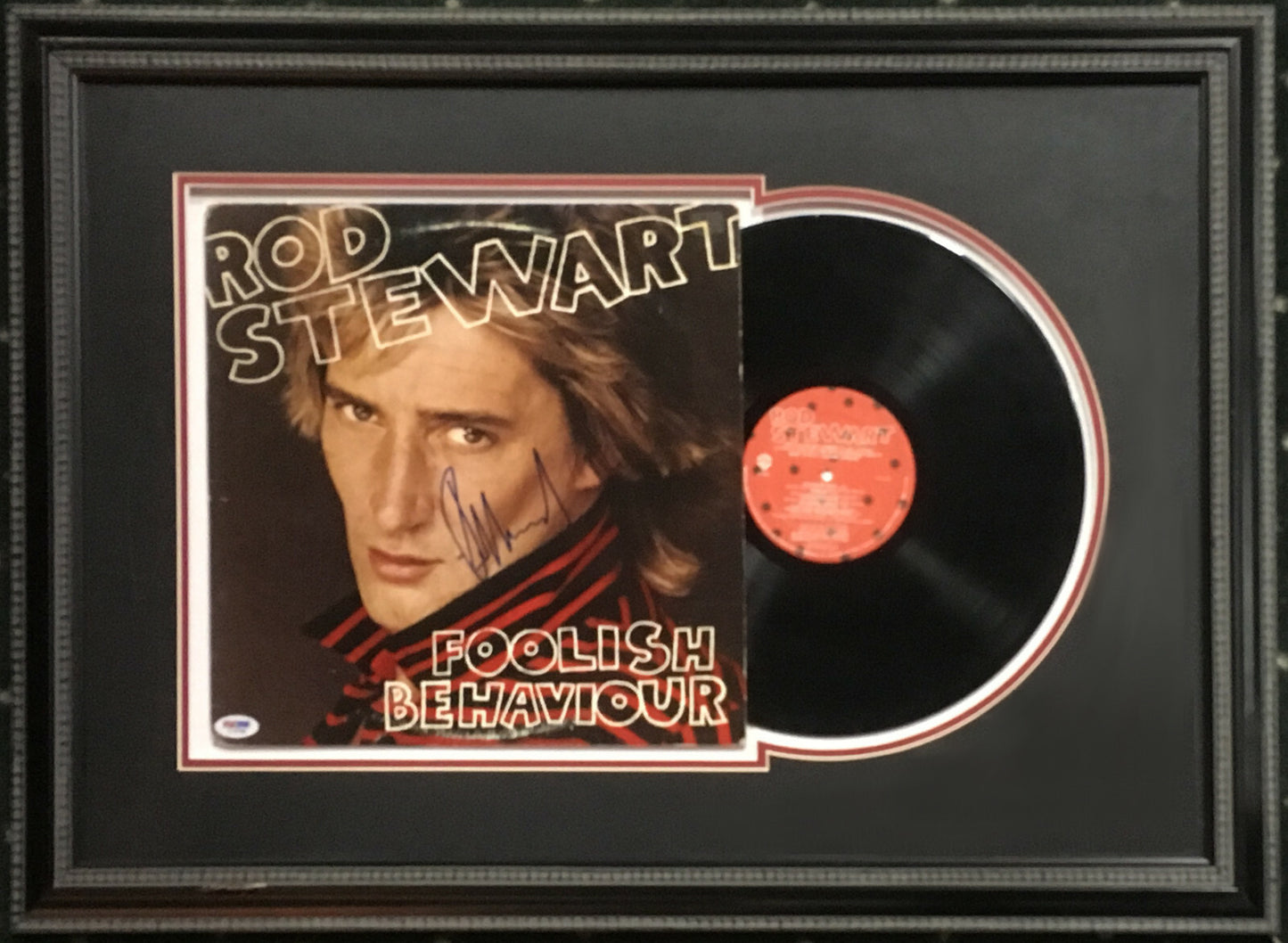Rod Stewart signed Foolish Behavior Record album framed autograph PSA DNA COA