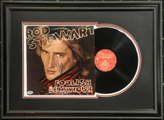 Rod Stewart signed Foolish Behavior Record album framed autograph PSA DNA COA