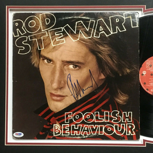 Rod Stewart signed Foolish Behavior Record album framed autograph PSA DNA COA