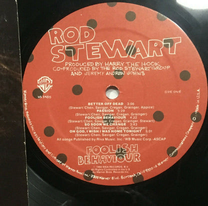 Rod Stewart signed Foolish Behavior Record album framed autograph PSA DNA COA