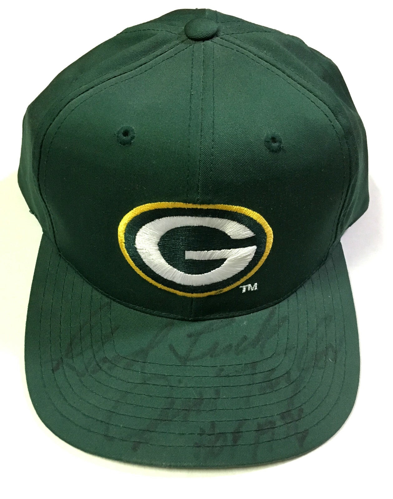 Jim Taylor signed Green Bay Packers hat Good Luck HOF 1976 Autograph CBM COA