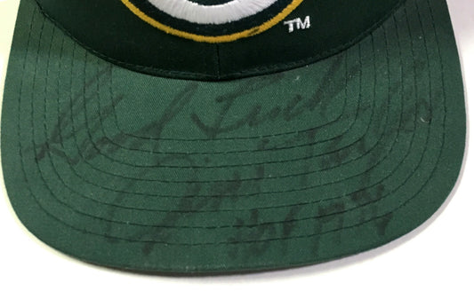 Jim Taylor signed Green Bay Packers hat Good Luck HOF 1976 Autograph CBM COA