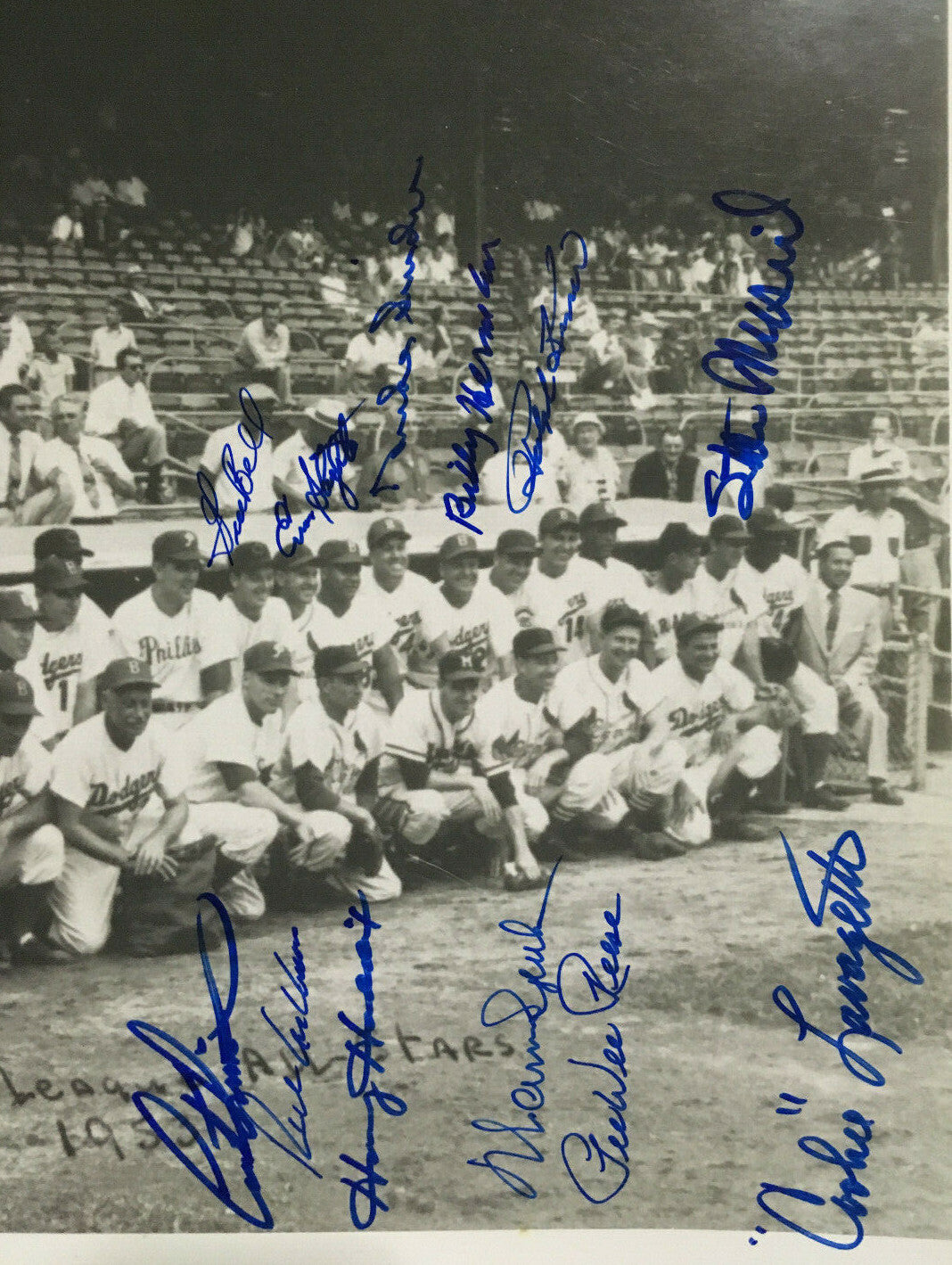 1953 All Star Game signed 11x14 photo framed 17 auto Stan Musial Ed Mathews Jsa