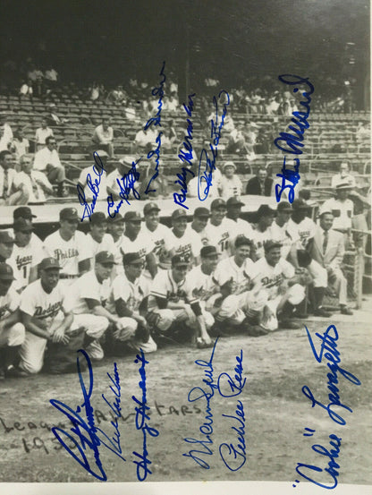 1953 All Star Game signed 11x14 photo framed 17 auto Stan Musial Ed Mathews Jsa