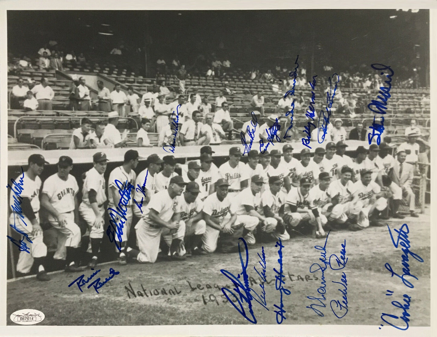 1953 All Star Game signed 11x14 photo framed 17 auto Stan Musial Ed Mathews Jsa