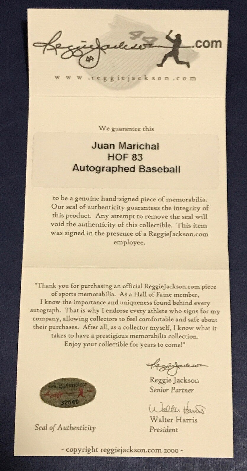 Juan Marichal Signed Official MLB Baseball Hof 83 Autograph RJ.com Coa Auto